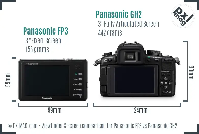 Panasonic FP3 vs Panasonic GH2 Screen and Viewfinder comparison