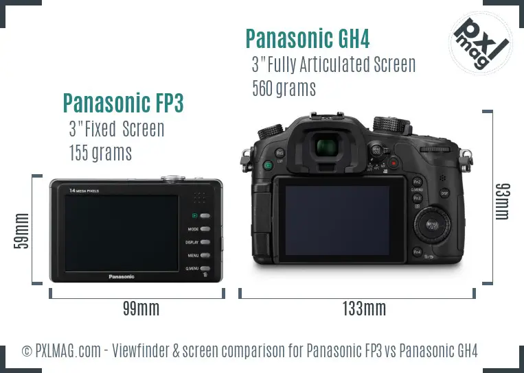 Panasonic FP3 vs Panasonic GH4 Screen and Viewfinder comparison Panasonic FP3 vs Panasonic GH4 Screen and Viewfinder comparison