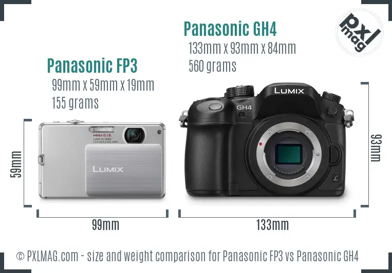 Panasonic FP3 vs Panasonic GH4 size comparison Panasonic FP3 vs Panasonic GH4 size comparison