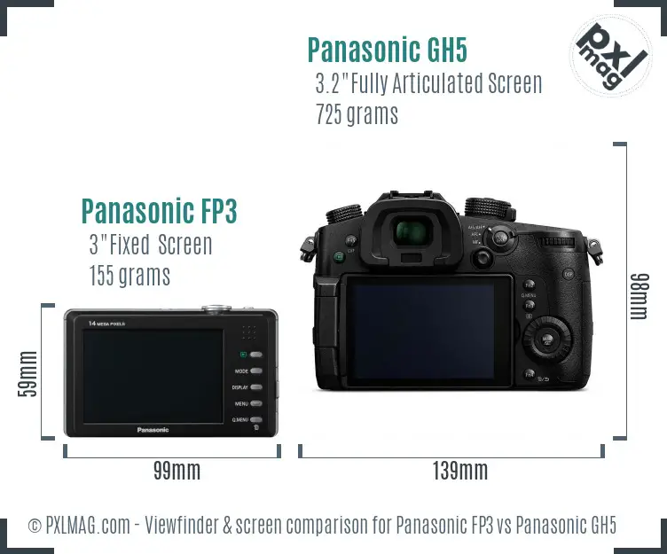 Panasonic FP3 vs Panasonic GH5 Screen and Viewfinder comparison