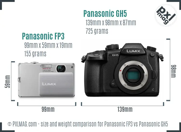 Panasonic FP3 vs Panasonic GH5 size comparison