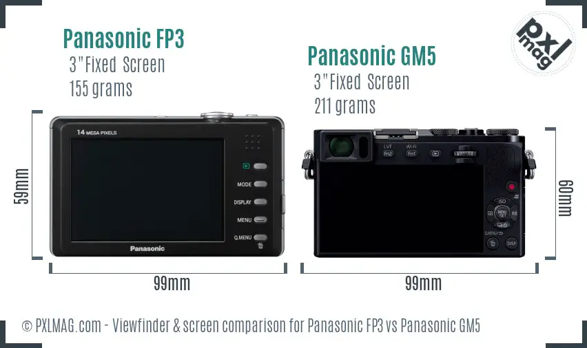 Panasonic FP3 vs Panasonic GM5 Screen and Viewfinder comparison