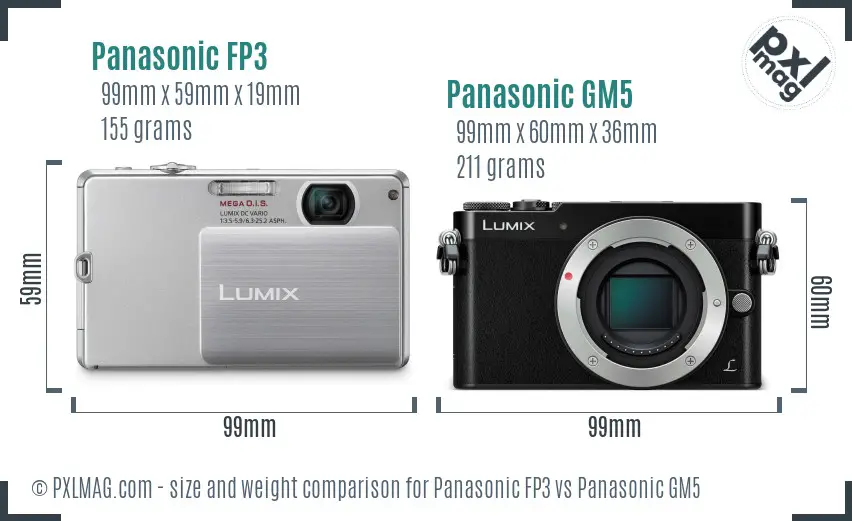 Panasonic FP3 vs Panasonic GM5 size comparison