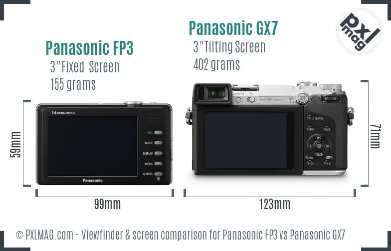 Panasonic FP3 vs Panasonic GX7 Screen and Viewfinder comparison Panasonic FP3 vs Panasonic GX7 Screen and Viewfinder comparison