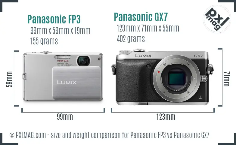 Panasonic FP3 vs Panasonic GX7 size comparison Panasonic FP3 vs Panasonic GX7 size comparison