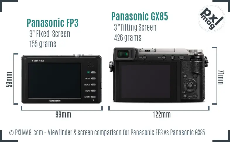 Panasonic FP3 vs Panasonic GX85 Screen and Viewfinder comparison