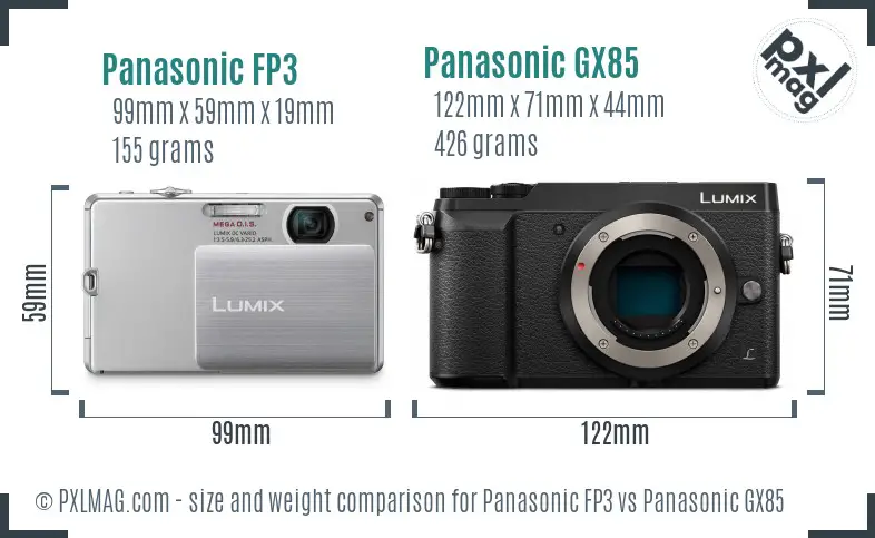 Panasonic FP3 vs Panasonic GX85 size comparison