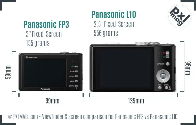 Panasonic FP3 vs Panasonic L10 Screen and Viewfinder comparison