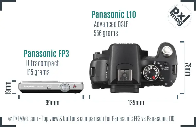 Panasonic FP3 vs Panasonic L10 top view buttons comparison