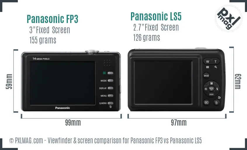 Panasonic FP3 vs Panasonic LS5 Screen and Viewfinder comparison