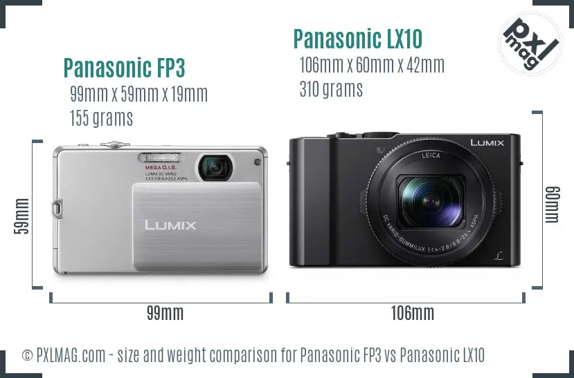 Panasonic FP3 vs Panasonic LX10 size comparison