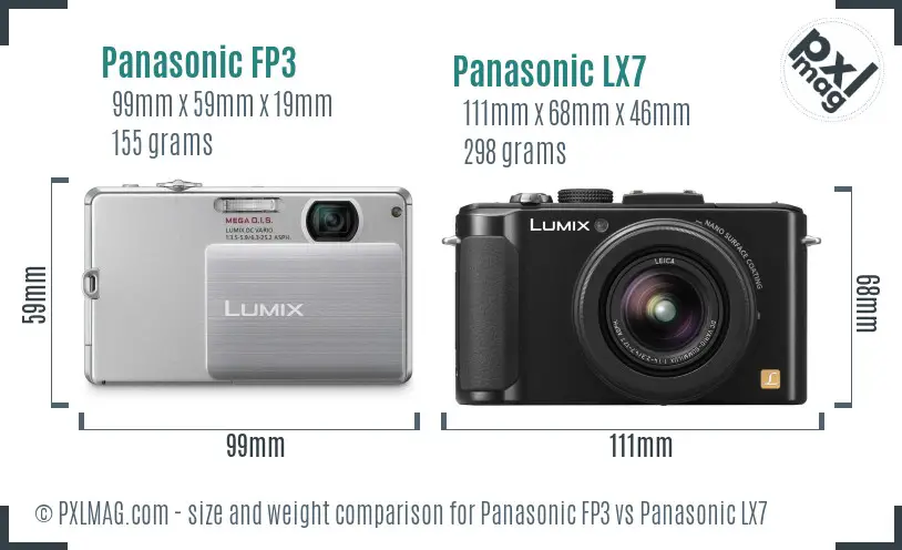 Panasonic FP3 vs Panasonic LX7 size comparison