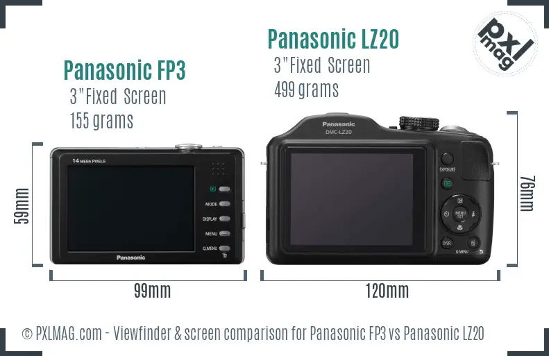 Panasonic FP3 vs Panasonic LZ20 Screen and Viewfinder comparison