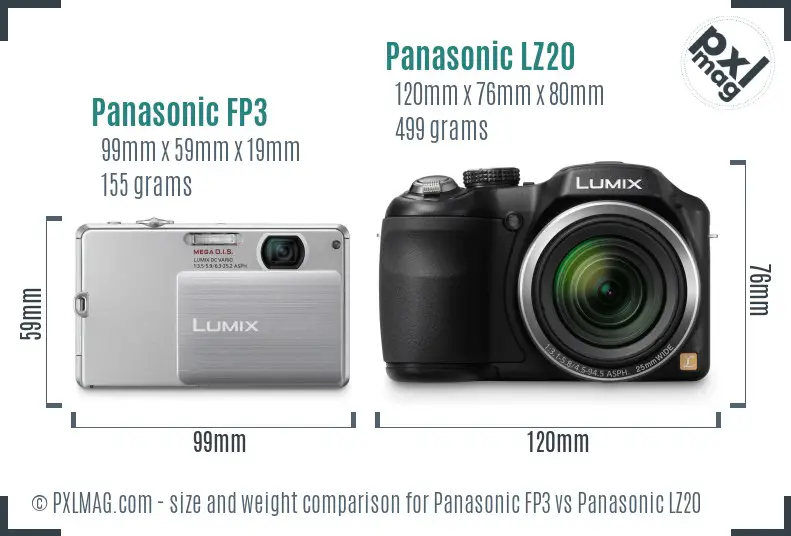 Panasonic FP3 vs Panasonic LZ20 size comparison