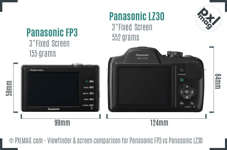 Panasonic FP3 vs Panasonic LZ30 Screen and Viewfinder comparison