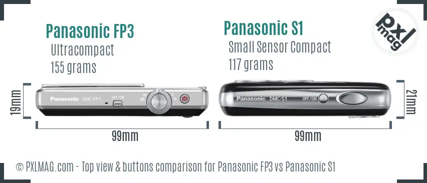 Panasonic FP3 vs Panasonic S1 top view buttons comparison