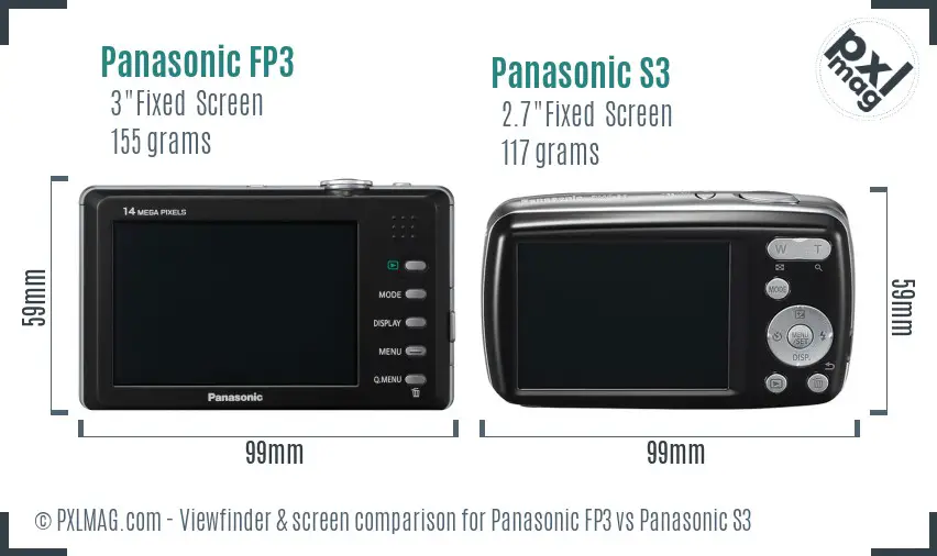 Panasonic FP3 vs Panasonic S3 Screen and Viewfinder comparison