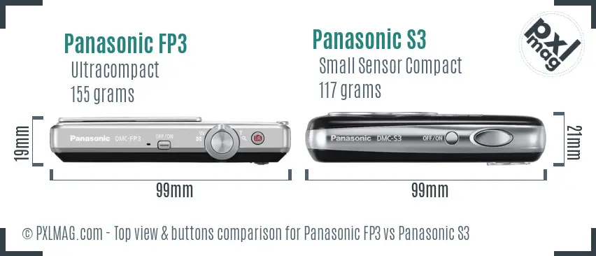 Panasonic FP3 vs Panasonic S3 top view buttons comparison