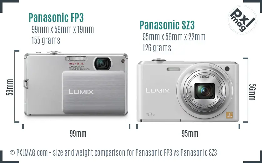 Panasonic FP3 vs Panasonic SZ3 size comparison