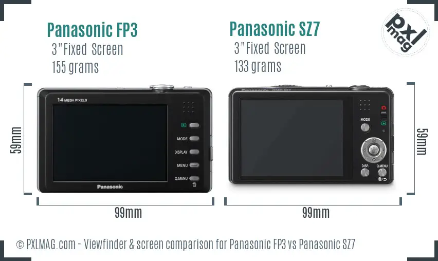 Panasonic FP3 vs Panasonic SZ7 Screen and Viewfinder comparison Panasonic FP3 vs Panasonic SZ7 Screen and Viewfinder comparison