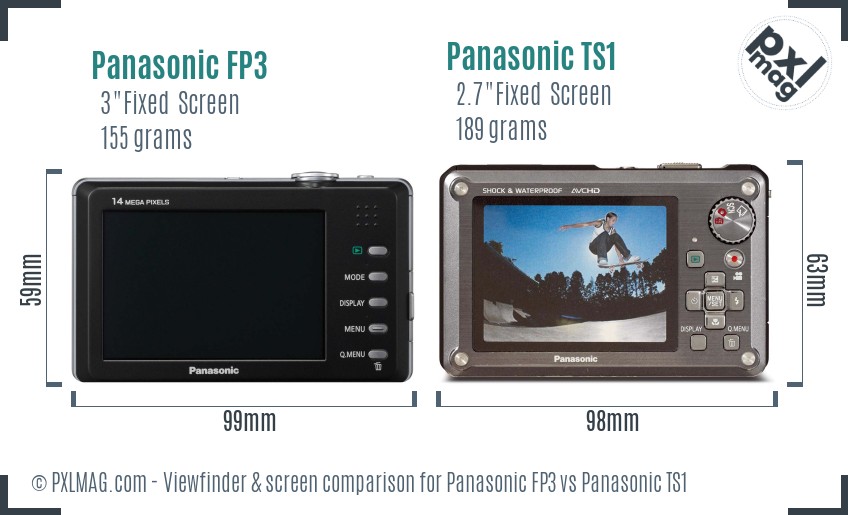 Panasonic FP3 vs Panasonic TS1 Screen and Viewfinder comparison