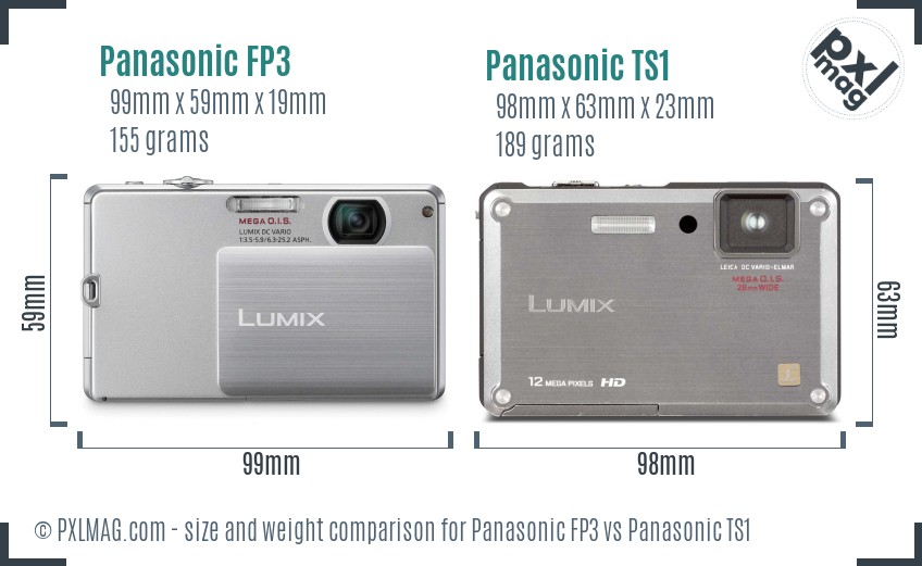 Panasonic FP3 vs Panasonic TS1 size comparison