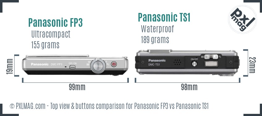 Panasonic FP3 vs Panasonic TS1 top view buttons comparison