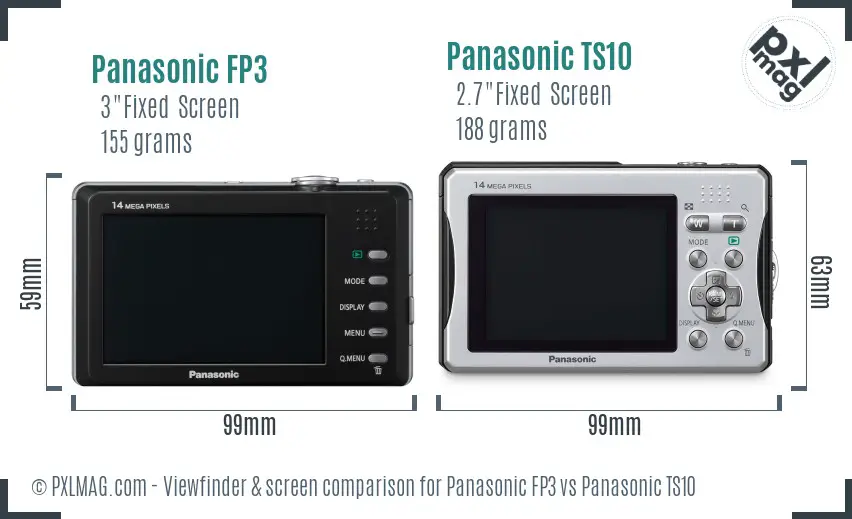 Panasonic FP3 vs Panasonic TS10 Screen and Viewfinder comparison