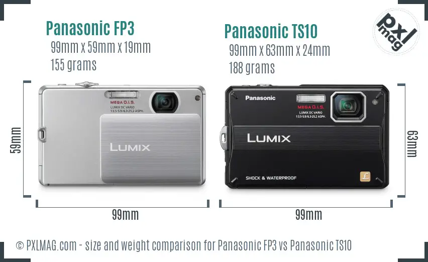 Panasonic FP3 vs Panasonic TS10 size comparison