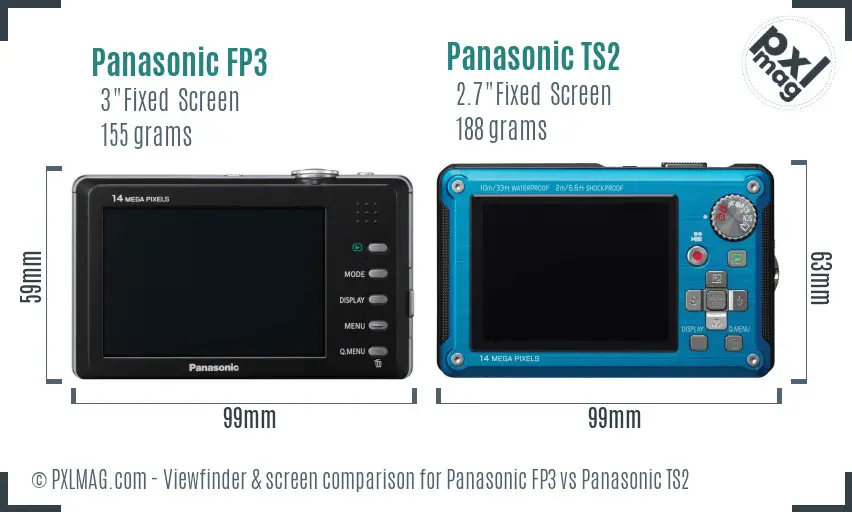 Panasonic FP3 vs Panasonic TS2 Screen and Viewfinder comparison