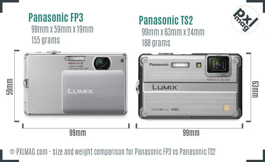 Panasonic FP3 vs Panasonic TS2 size comparison