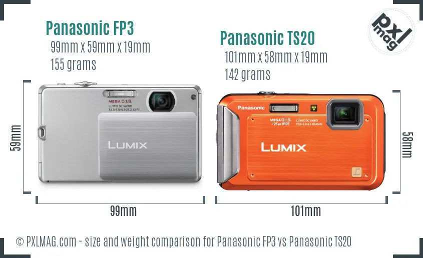 Panasonic FP3 vs Panasonic TS20 size comparison