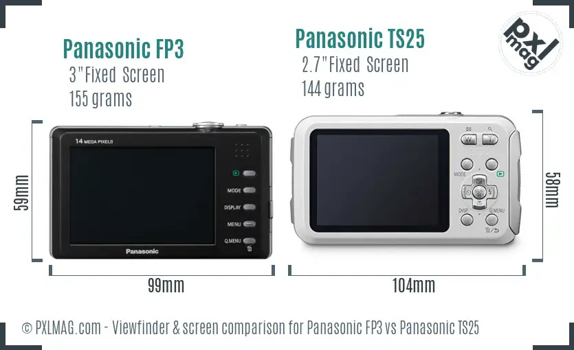 Panasonic FP3 vs Panasonic TS25 Screen and Viewfinder comparison