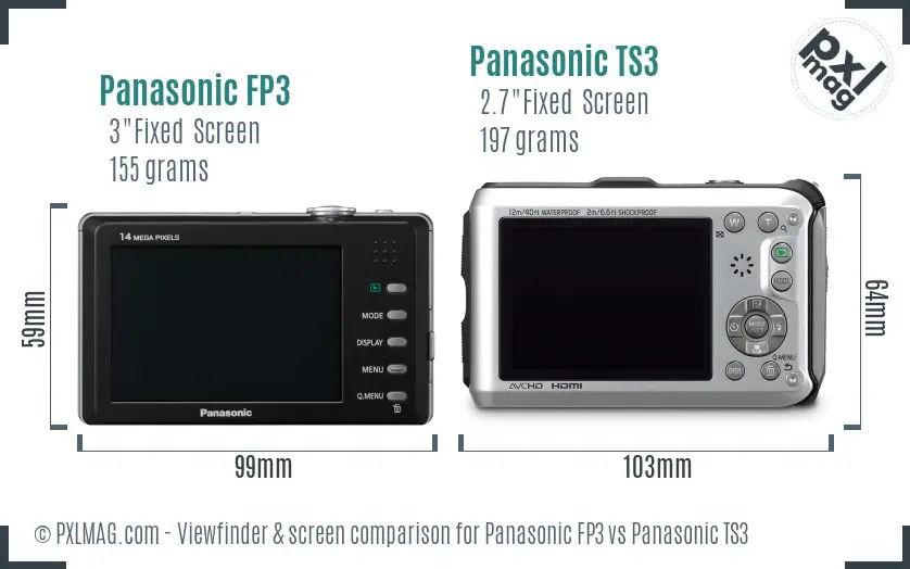 Panasonic FP3 vs Panasonic TS3 Screen and Viewfinder comparison Panasonic FP3 vs Panasonic TS3 Screen and Viewfinder comparison