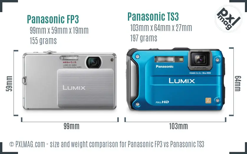 Panasonic FP3 vs Panasonic TS3 size comparison Panasonic FP3 vs Panasonic TS3 size comparison