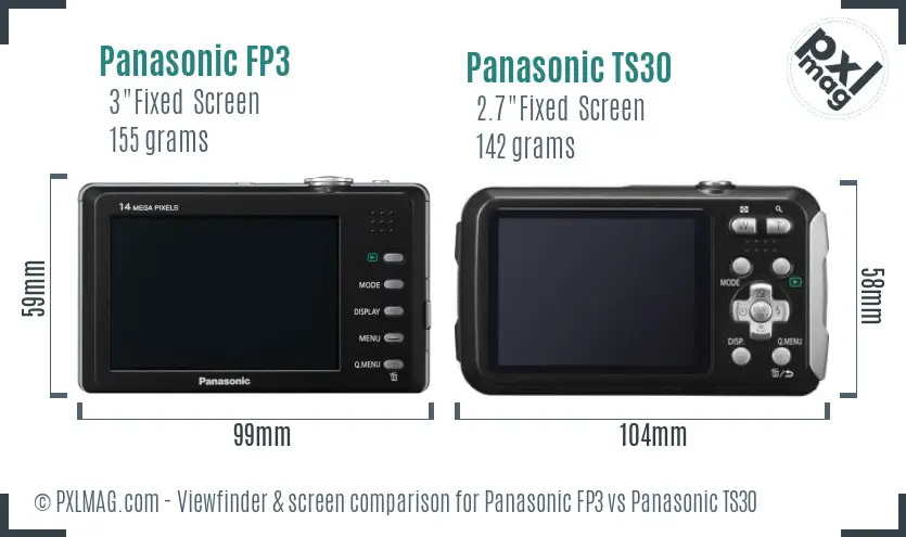 Panasonic FP3 vs Panasonic TS30 Screen and Viewfinder comparison