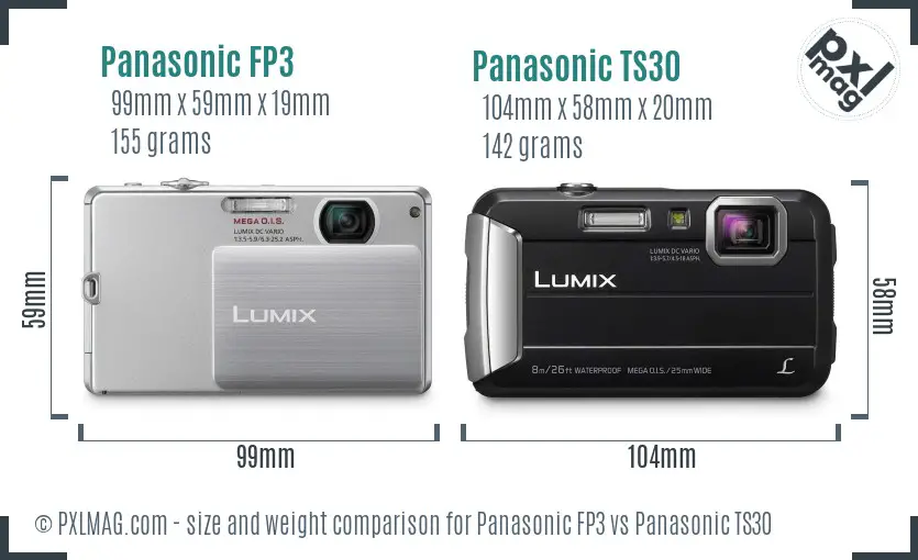 Panasonic FP3 vs Panasonic TS30 size comparison