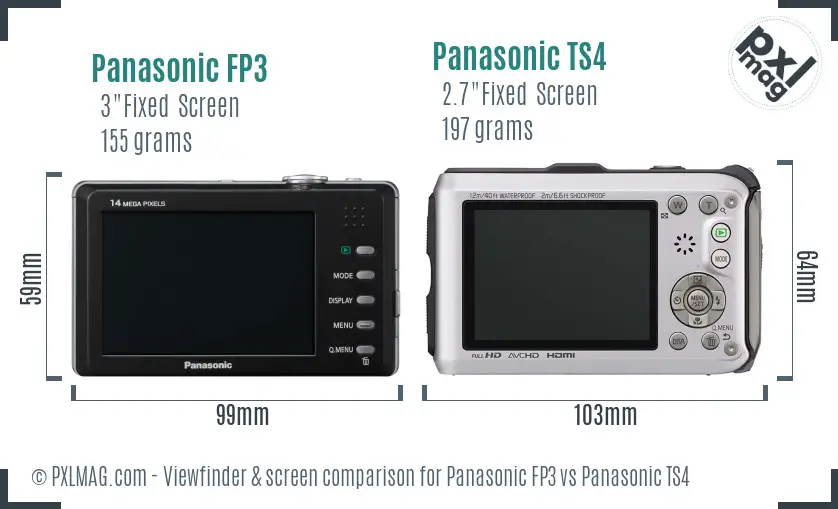 Panasonic FP3 vs Panasonic TS4 Screen and Viewfinder comparison