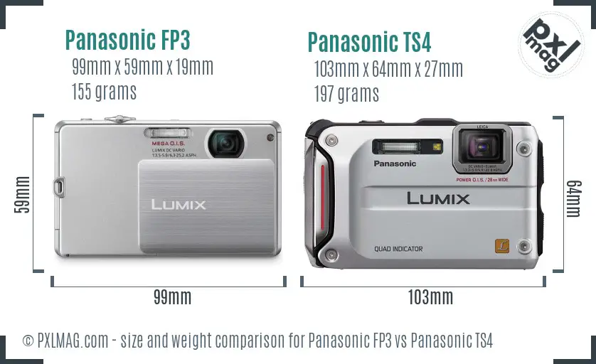 Panasonic FP3 vs Panasonic TS4 size comparison
