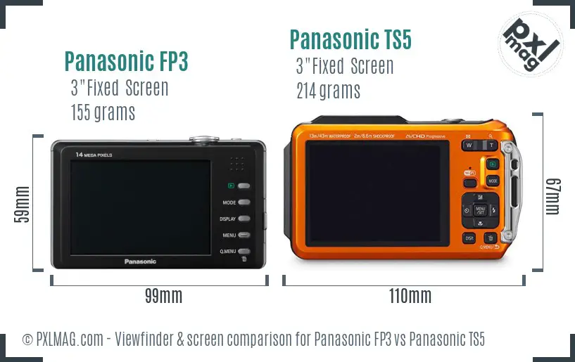 Panasonic FP3 vs Panasonic TS5 Screen and Viewfinder comparison