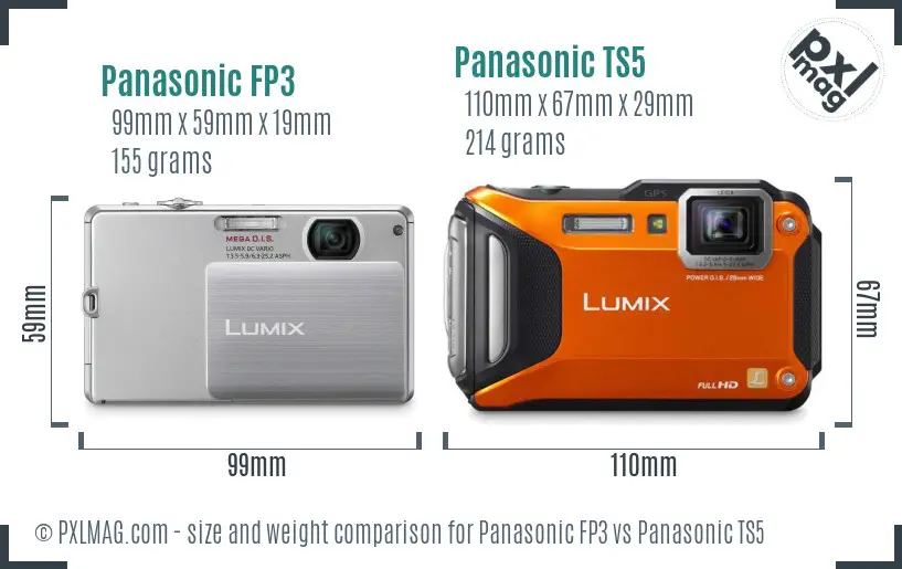 Panasonic FP3 vs Panasonic TS5 size comparison