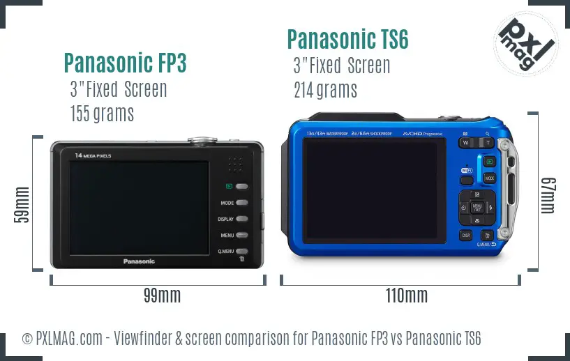 Panasonic FP3 vs Panasonic TS6 Screen and Viewfinder comparison