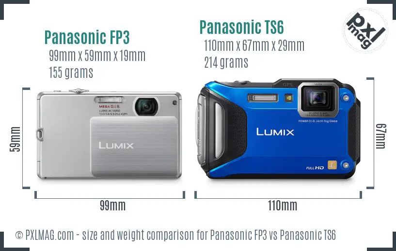 Panasonic FP3 vs Panasonic TS6 size comparison