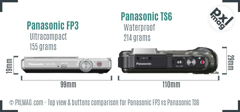 Panasonic FP3 vs Panasonic TS6 top view buttons comparison
