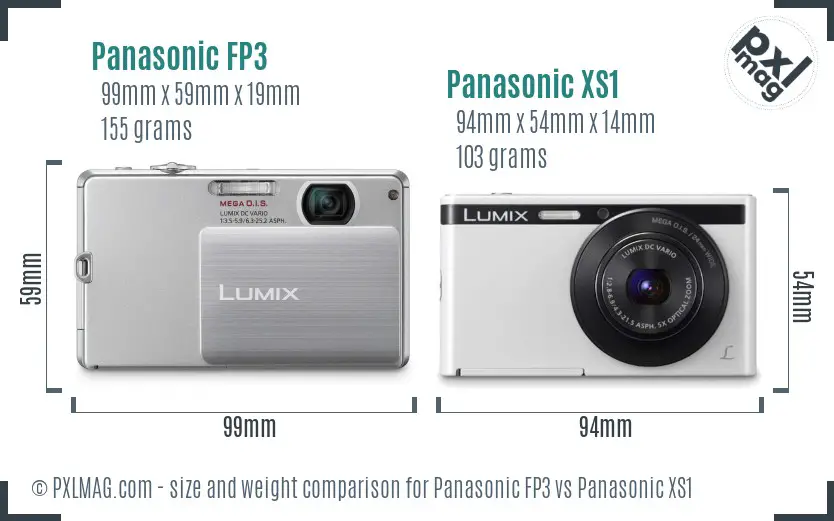 Panasonic FP3 vs Panasonic XS1 size comparison