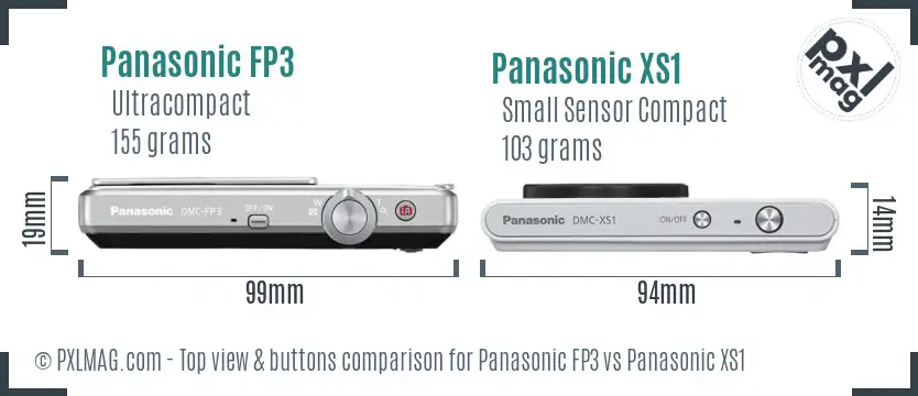 Panasonic FP3 vs Panasonic XS1 top view buttons comparison