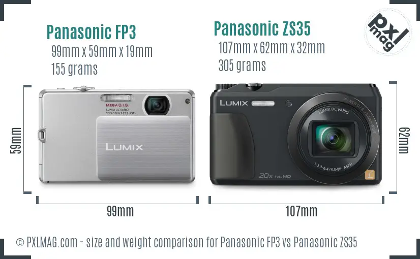 Panasonic FP3 vs Panasonic ZS35 size comparison