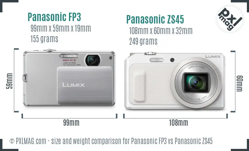 Panasonic FP3 vs Panasonic ZS45 size comparison
