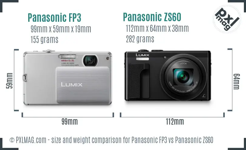 Panasonic FP3 vs Panasonic ZS60 size comparison