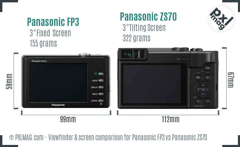 Panasonic FP3 vs Panasonic ZS70 Screen and Viewfinder comparison